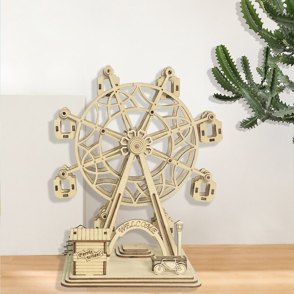 手工diy幸福摩天轮立体拼模型装橱窗装饰桌面摆件学生作业3d模型