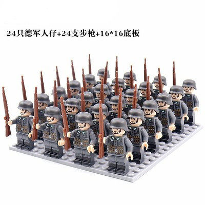 跨境新款积木拼装积木人仔起义军人仔八路小人偶益智人仔24人套餐