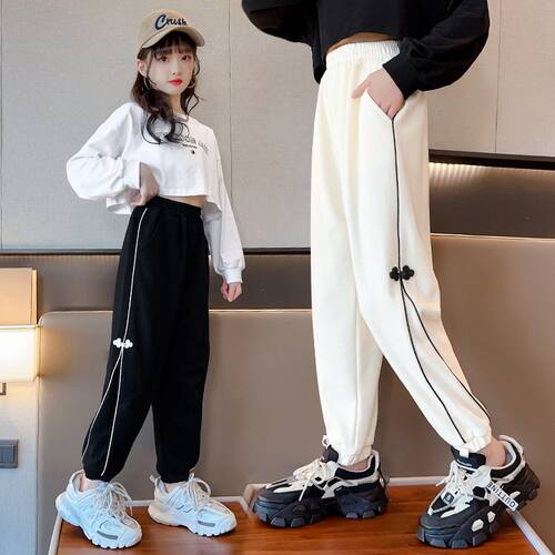 女童裤子夏季洋气运动裤束脚长裤