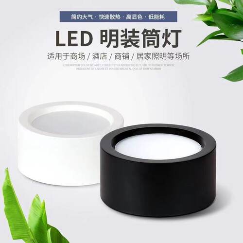 明装筒灯圆形免开孔天花灯