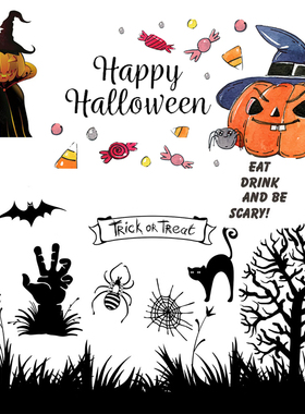 2020新款透明印章Scrapbook万圣节Halloween硅胶水晶印章可定制