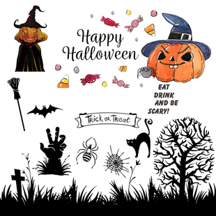 2020新款透明印章Scrapbook万圣节Halloween硅胶水晶印章可定制