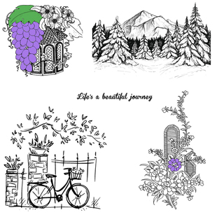 透明印章 Scrapbook 风景植物环保硅胶手账DIY相册装饰12月新款①