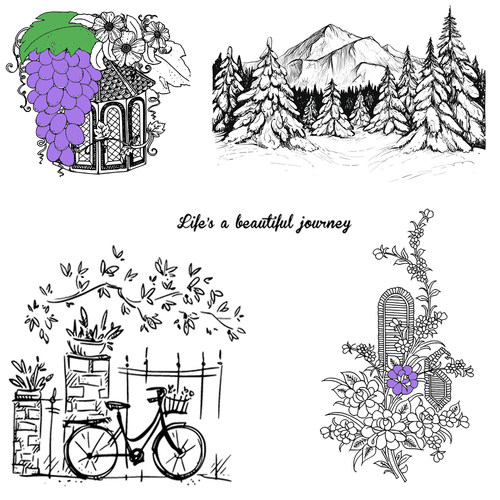 diy风景植物环保12月透明印章