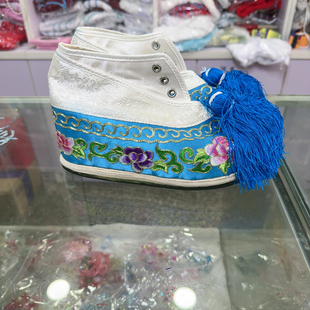 绣花鞋 内高彩鞋 京剧青衣花旦越剧豫剧戏鞋 戏曲内增高千层底布鞋