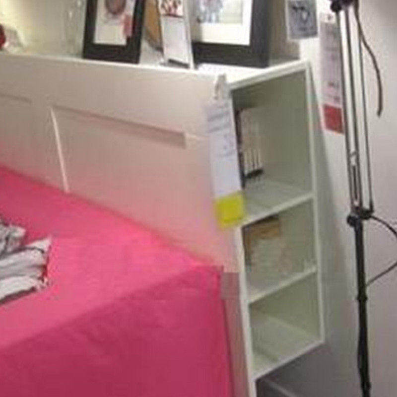 宜家百灵床头板带储物格白色多功能储物床头靠背板国内代购