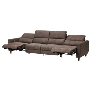 宜家代购鲁勒鲁姆 4人沙发,配2张电动躺椅涂纳 深灰褐色简约耐用