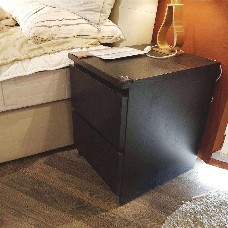 宜家国内代购简约现代床头柜组装柜卧室床边二斗柜简易储物抽屉柜