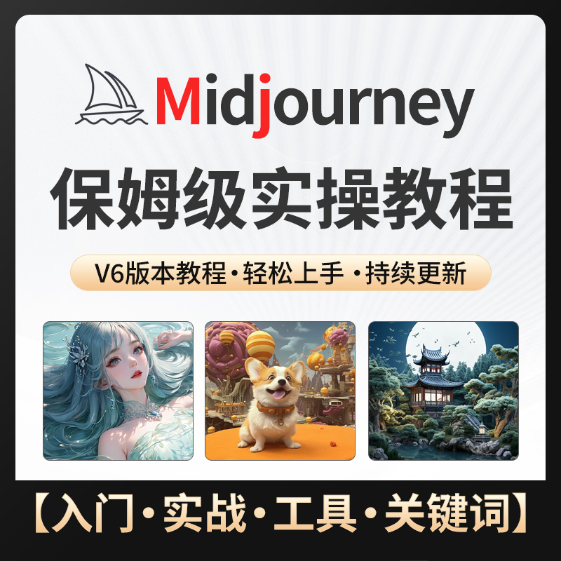 Midjourney基础入门到精通学习课程关键词AI绘画MJ高清视频教程 商务/设计服务 设计素材/源文件 原图主图