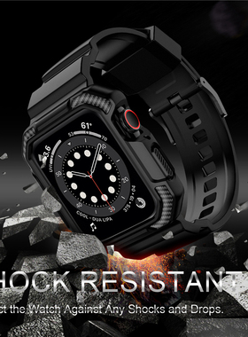 适用apple watch8苹果手表表带iwatch9代6/5/4/3一体式机甲风改装金属运动腕带男潮牌女保护壳套40/44/45mm41