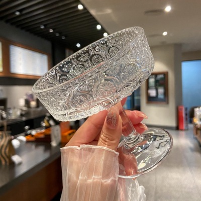 高颜值高脚玻璃杯200ml布丁杯甜品杯ins网红小吃碗冰淇淋杯酸奶杯