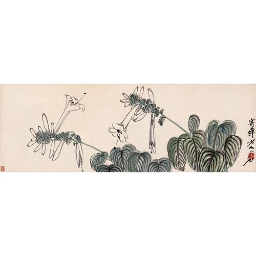 高清复刻齐白石玉簪花图