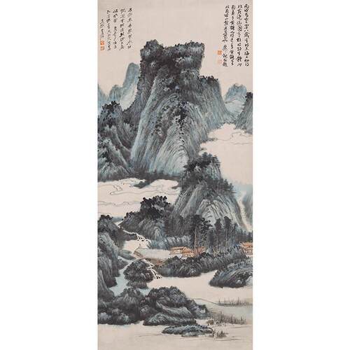 高清复刻张大千仿董源笔
