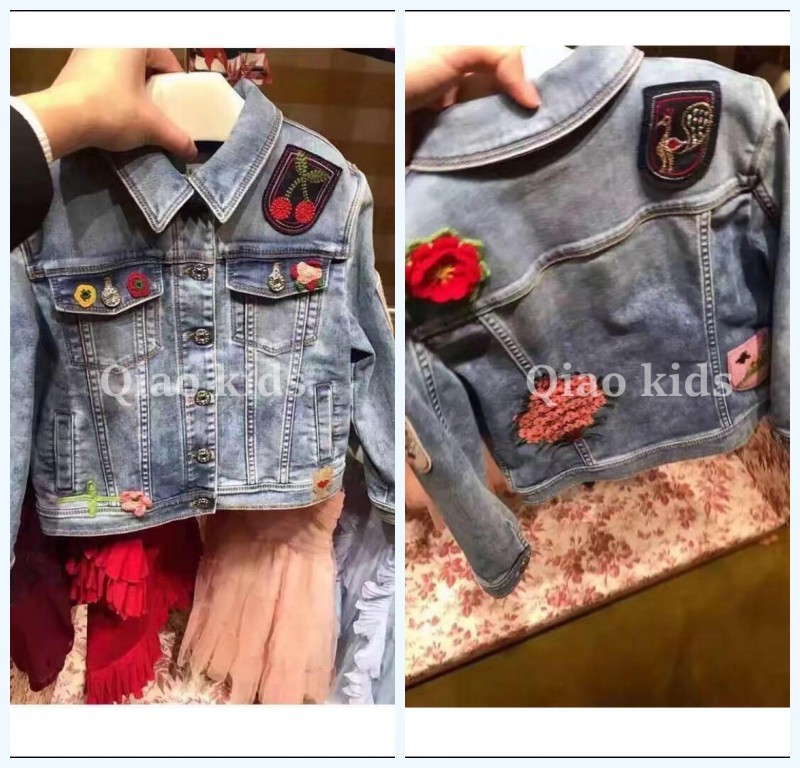 【恕恕】好货返场 女童 手工花朵 徽章 牛仔外套 母女亲子装