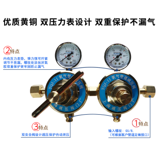 繁瑞氧气管道减压阀YQJ 11全铜氧气O2压力表氧气减压器气体阀门厂