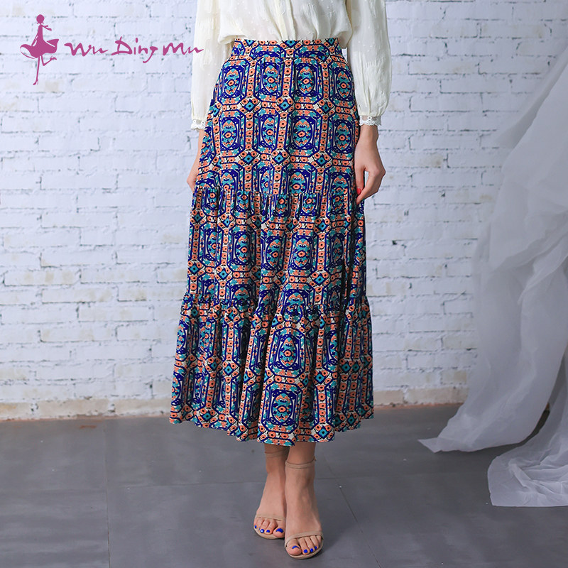 五丁目衣舍2023春季新款气质民族风半身裙印花拼接长裙46605070