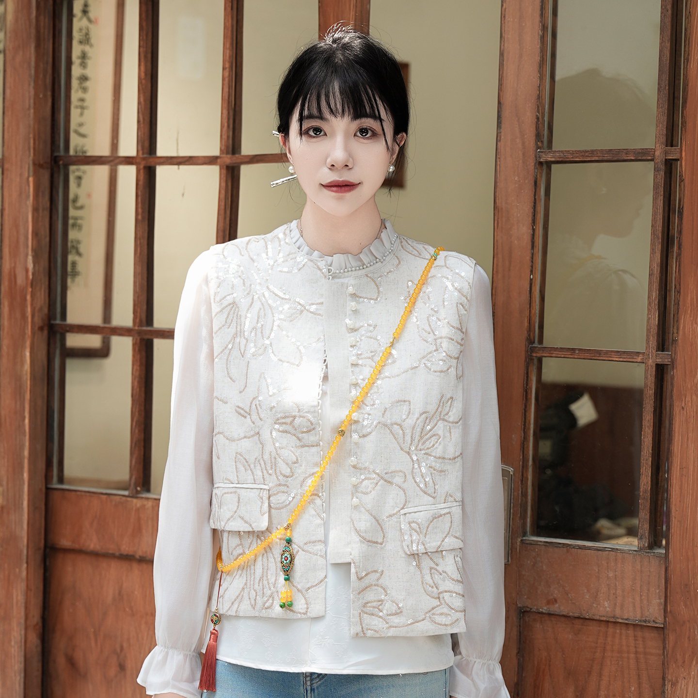 新中式国风马甲女无袖背心