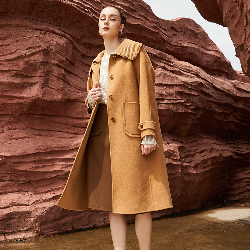 五丁目衣舍长款甜美时尚毛呢外套