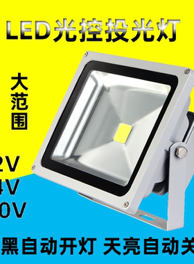 led纯光控投光灯12V220V户外庭院照明防水监控感应射灯天黑即亮