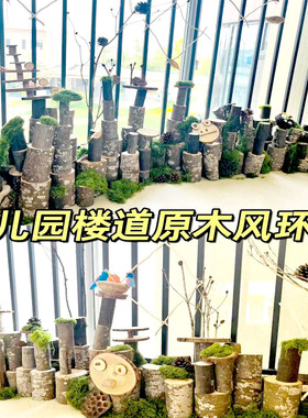 原木干树枝插画幼儿园手工DIY装饰材料天然环保木桩木头装饰木棒