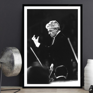 Karajan 卡拉扬 古典音乐家指挥家钢琴家教室琴行房挂画装饰墙画