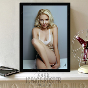 斯嘉丽约翰逊装饰画餐厅咖啡厅酒吧性感美女明星海报壁挂画服装店