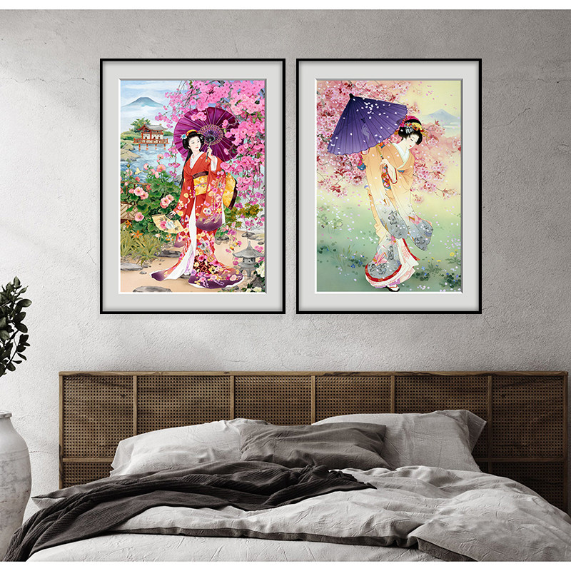 日本浮世绘装饰画和风日式料理店酒屋挂画料理店仕女图和服壁画