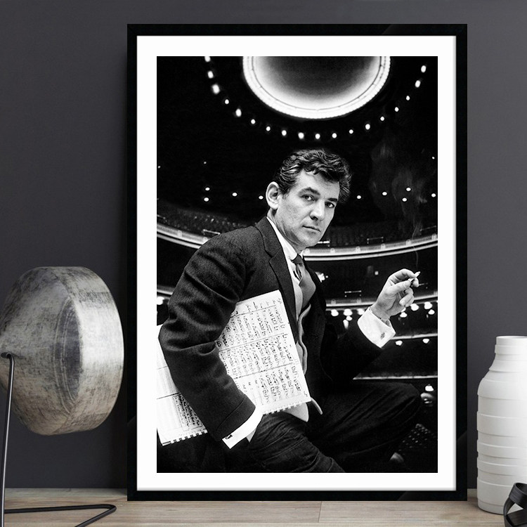 Leonard Bernstein 伯恩斯坦古典音乐家指挥家钢琴家琴房装饰挂画