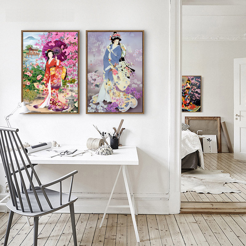 日本浮世绘装饰画日式挂画餐厅酒屋挂画和服日本料理店仕女图壁画