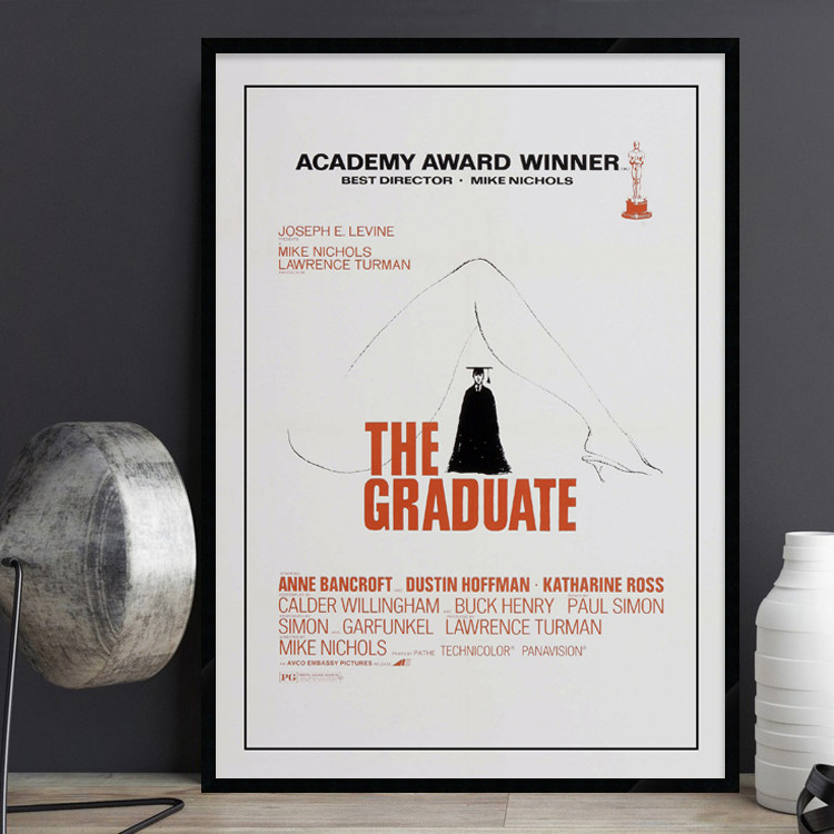 The Graduate 毕业生 经典电影海报装饰画怀旧复古西餐咖啡厅挂画