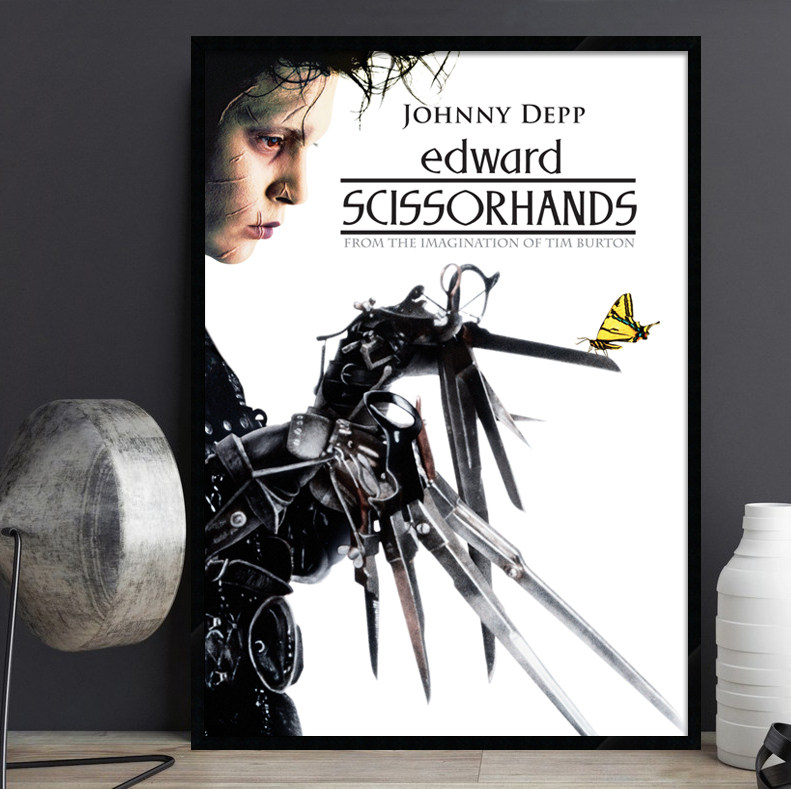 剪刀手爱德华 经典电影海报装饰画 影院艺术简约有框餐厅酒吧挂画