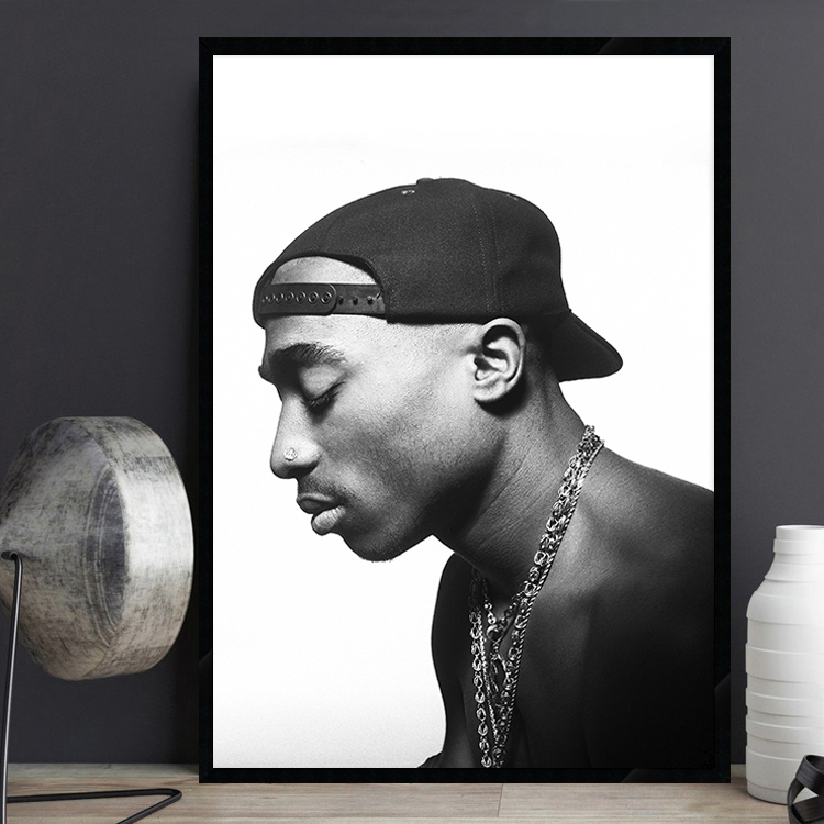 2pac夏库尔嘻哈说唱歌手海报黑人Rapper装饰画餐厅酒吧壁画挂画