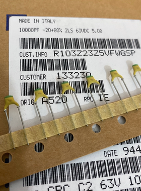 63V 103/10NF/0.01UF/10000PF VISHAY高频银膜瓷介电容器 P5 铜脚