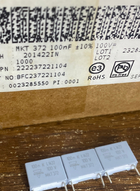 BFC237221104 100V104/0.1UF VISHAY薄膜电容器MKT372/10MM脚距