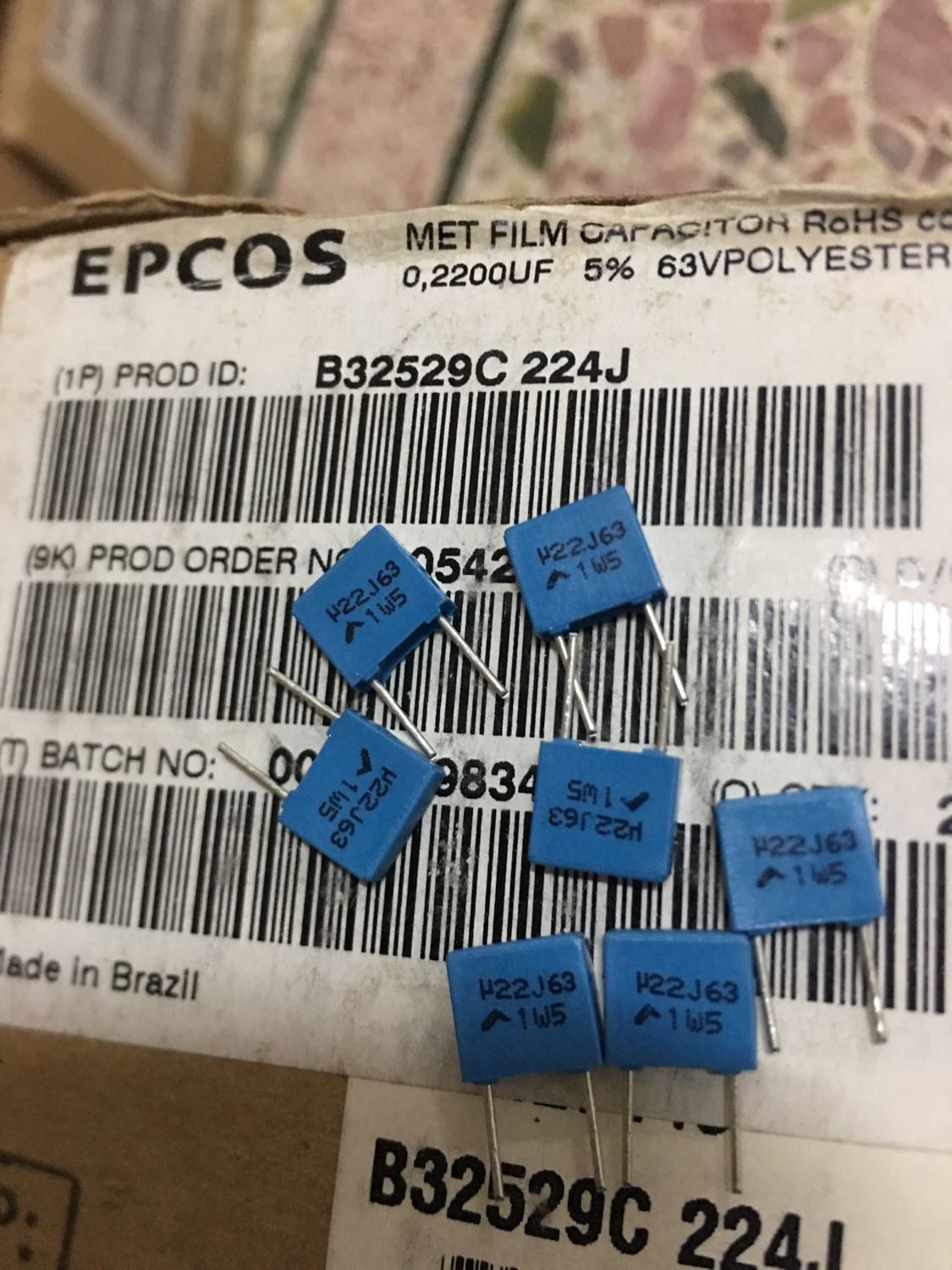 EPCOS 0.22uf/63v 220nf 224 全新薄膜电容器 B32529C224J P5