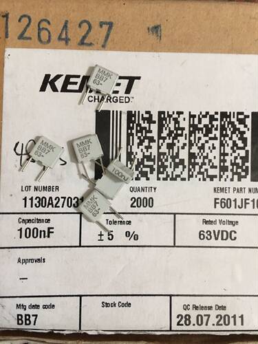 KEMET MMK5 63V 104 104J 100NF 0.1UF EVOX RIFA薄膜电容器P=5MM