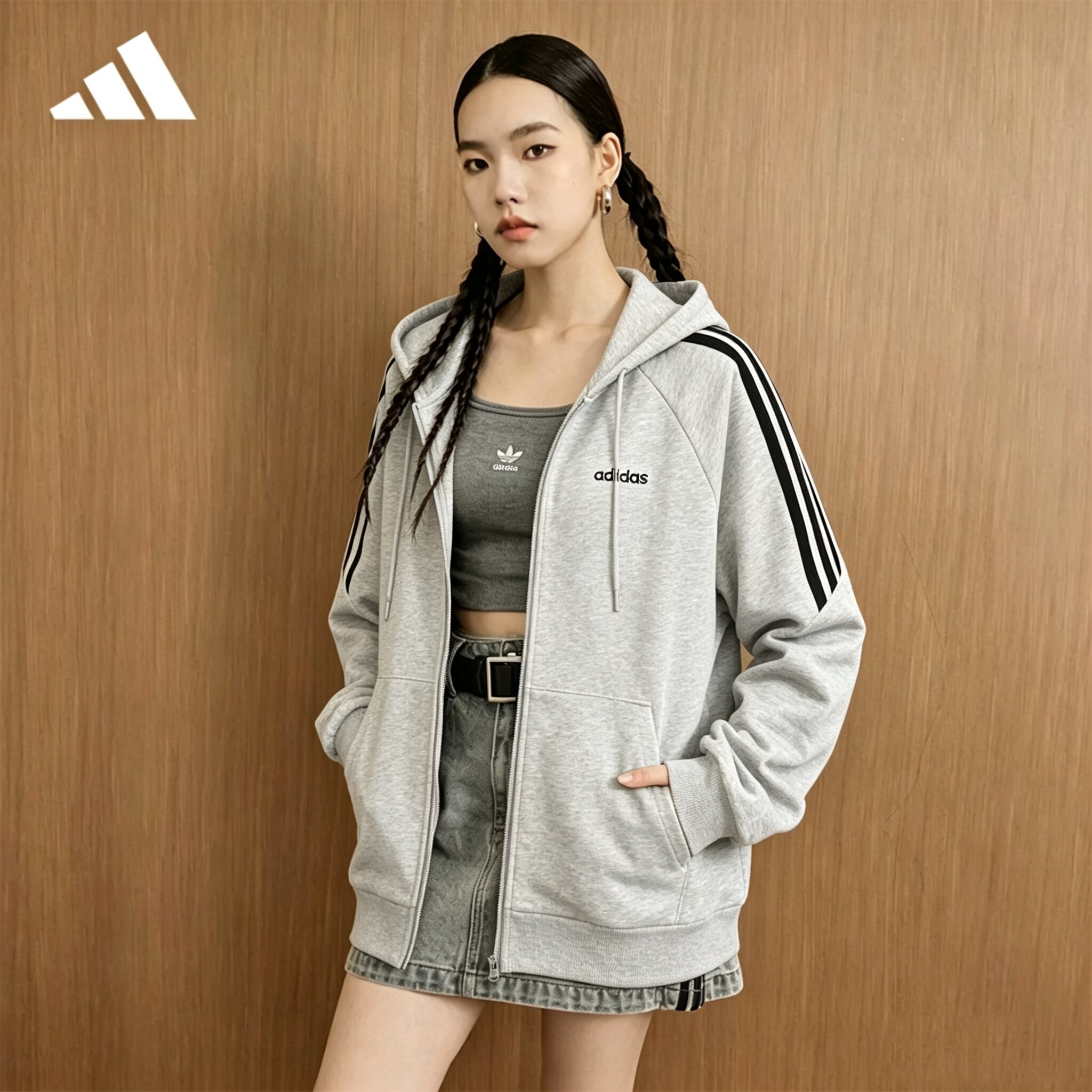 adidas阿迪达斯女装夹克官方正品男装运动休闲上衣连帽外套KA2579