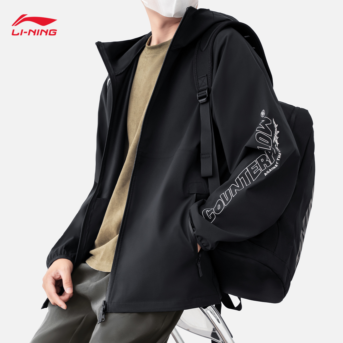 李宁万龙甲冲锋风衣外套防风防水