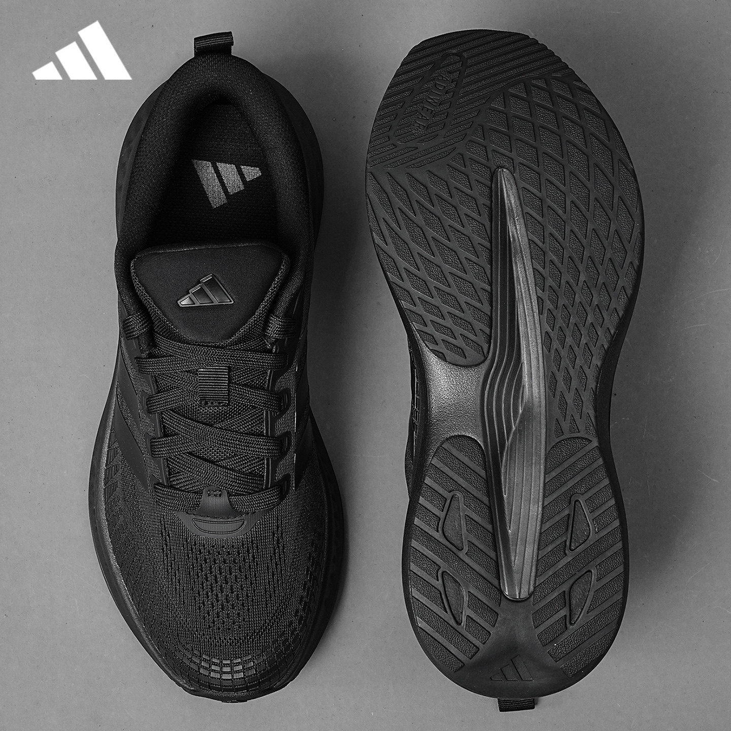 adidas阿迪达斯男鞋女鞋官方正品黑色跑步鞋网面减震运动鞋KZ6677