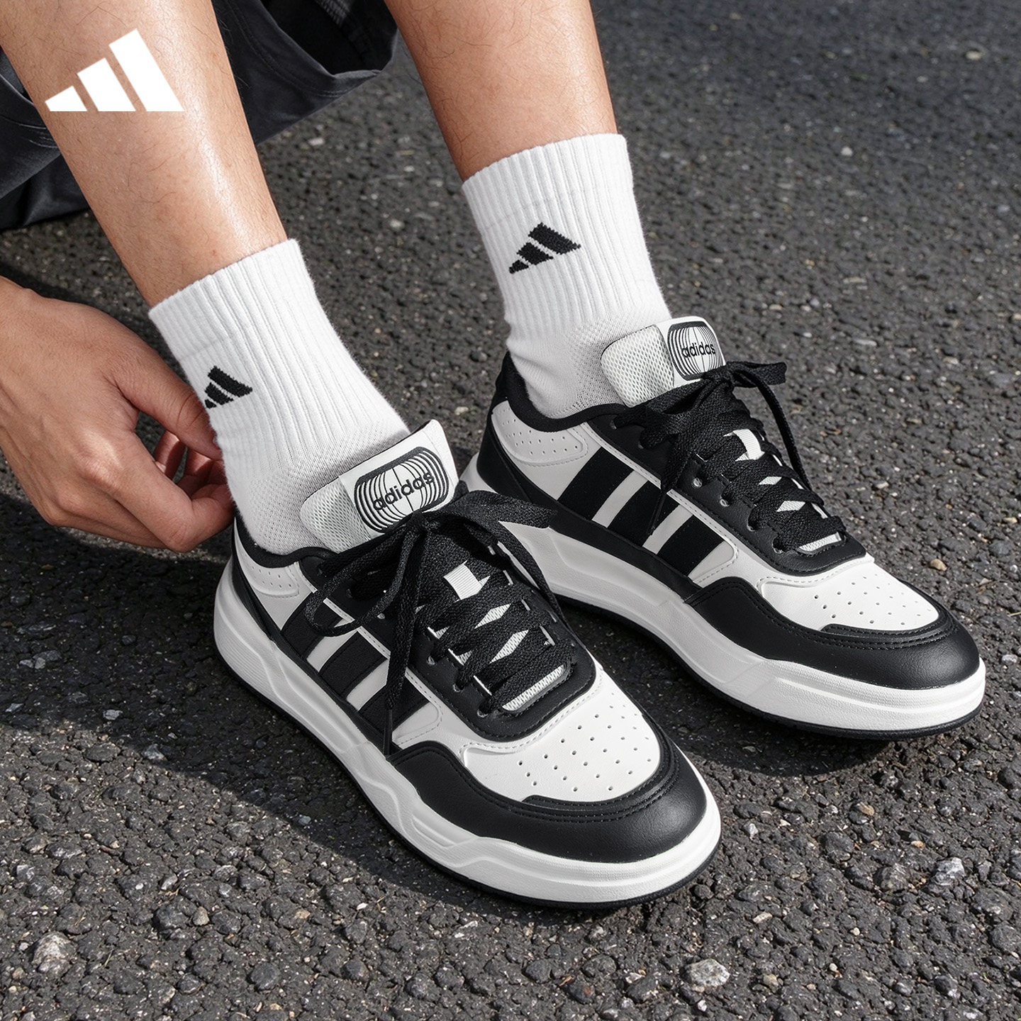 adidas阿迪达斯板鞋男鞋女鞋秋冬季新品黑色复古运动休闲鞋KI1497