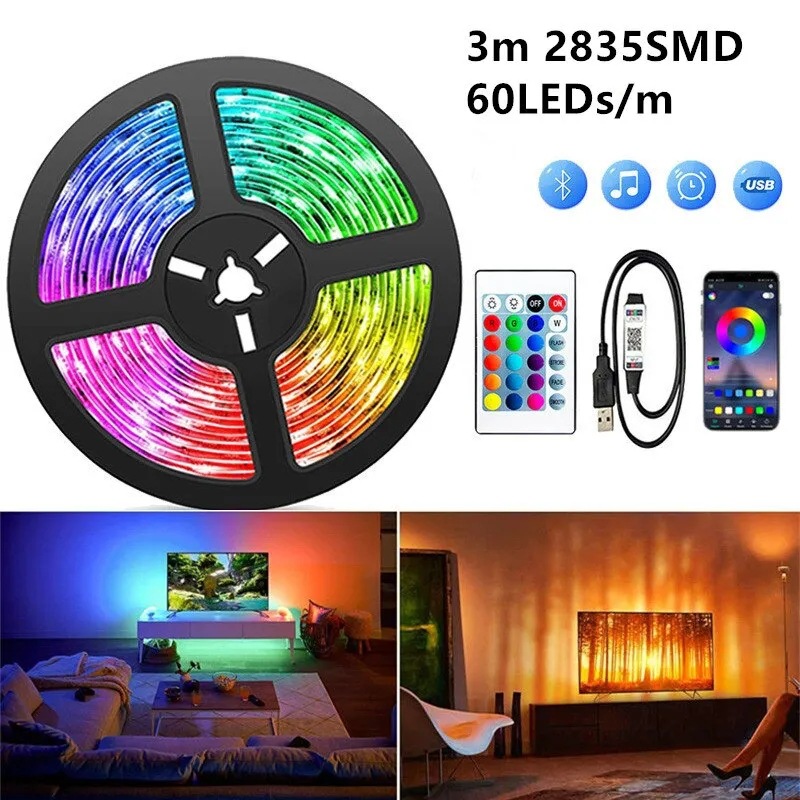 智能蓝牙5V遥控RGB幻彩灯带2835LED 宝莲灯蓝牙方案24Key灯带套装