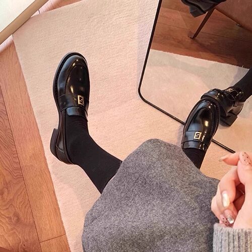 香港RVFA小金扣乐福鞋真皮英伦风