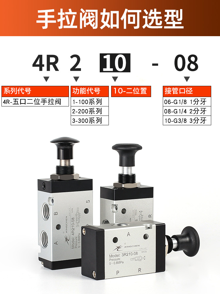 星辰气动开关手动阀4H210-08/手转阀4HV230/330/