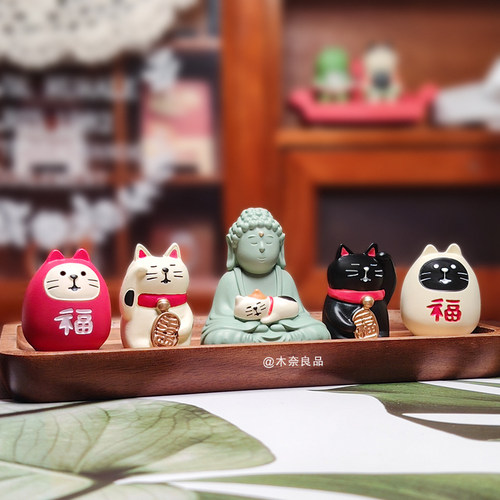 佛祖保佑大富大贵招福猫摆件