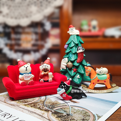 可爱猫咪摆件礼物圣诞节小摆件治愈系桌面装饰品圣诞节礼物