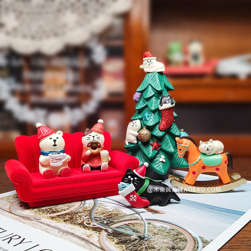 可爱猫咪摆件礼物圣诞节小摆件治愈系桌面装饰品圣诞节礼物