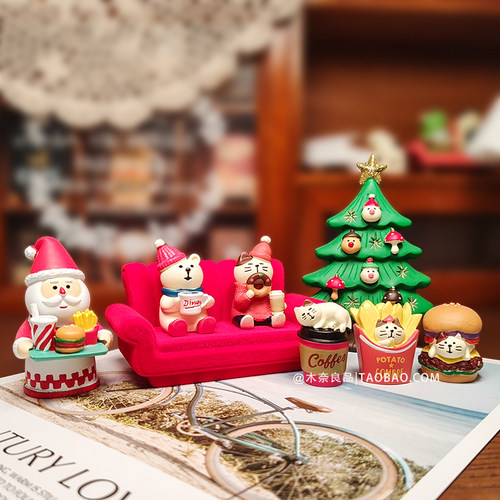 宅家快乐餐猫咪三件套桌面摆件