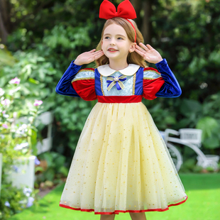 秋冬季童装 女童白雪公主裙 长袖连衣裙子 加绒儿童女孩可爱礼服