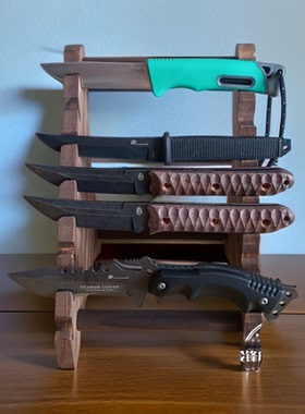 户外刀具木质展示架桌面陈列收纳架水果刀工具刀整理支架多层刀架