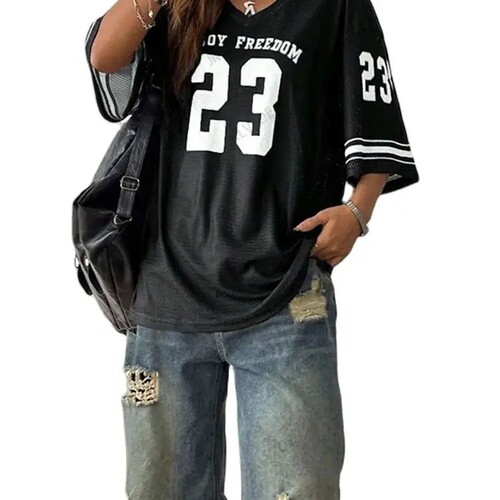 PrintedV-necksportsT-shirt
